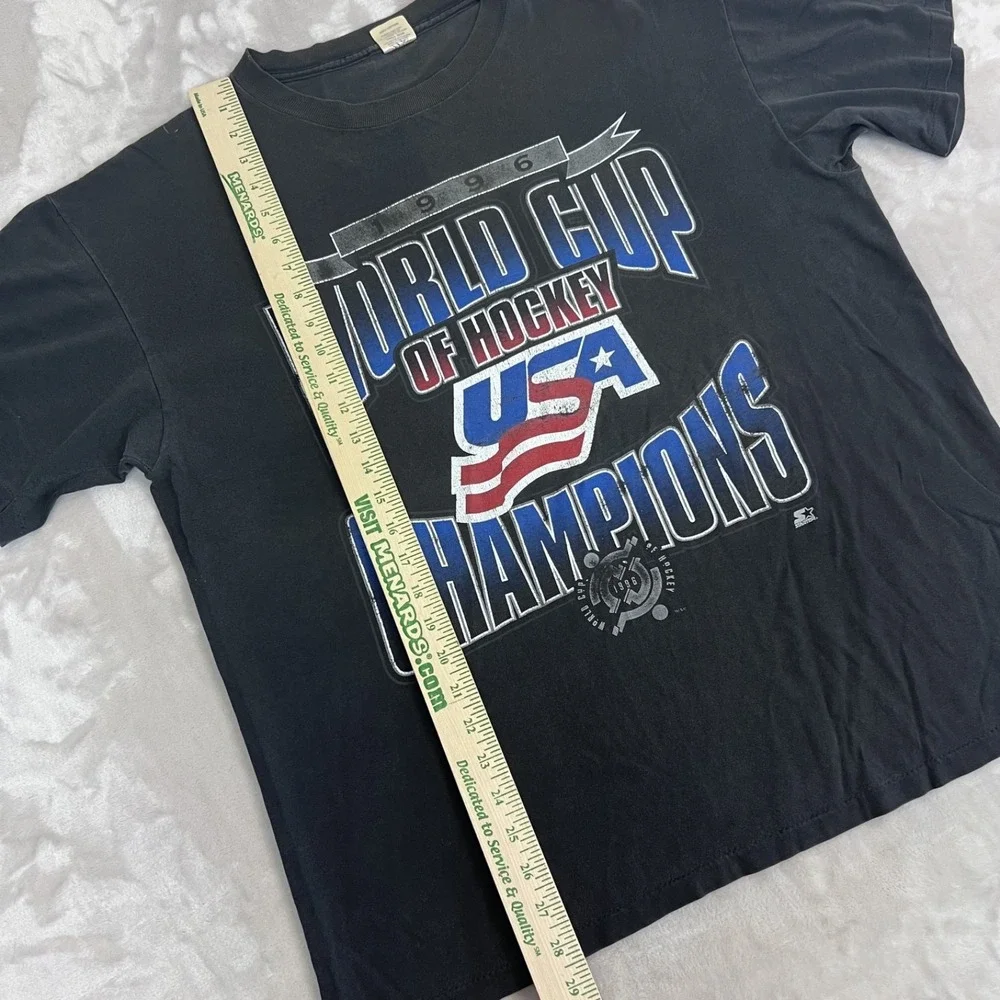 Vintage Starter USA Hockey Shirt Mens Large Black World‎ Cup Champions NHL